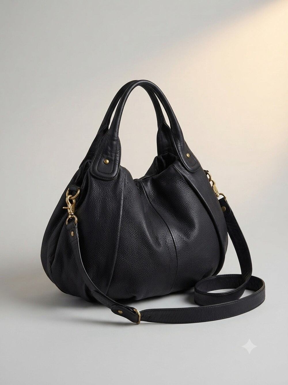 ⁠New Dark Brown Pebbled Real Leather Crescent Shoulder Bag Sabina⁠ Soft